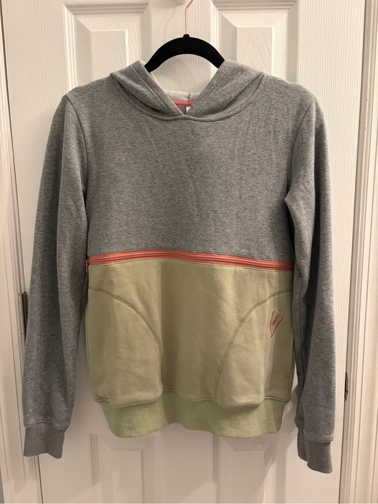 Latched Mama Tops - Latched Mama Pullover Hoodie - Olive Green & Gray XXS